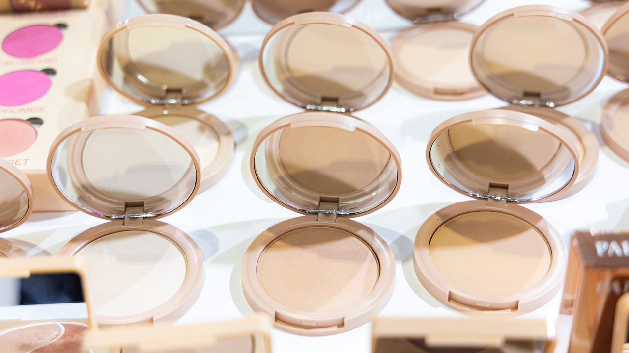 blushers, bronzers display of products