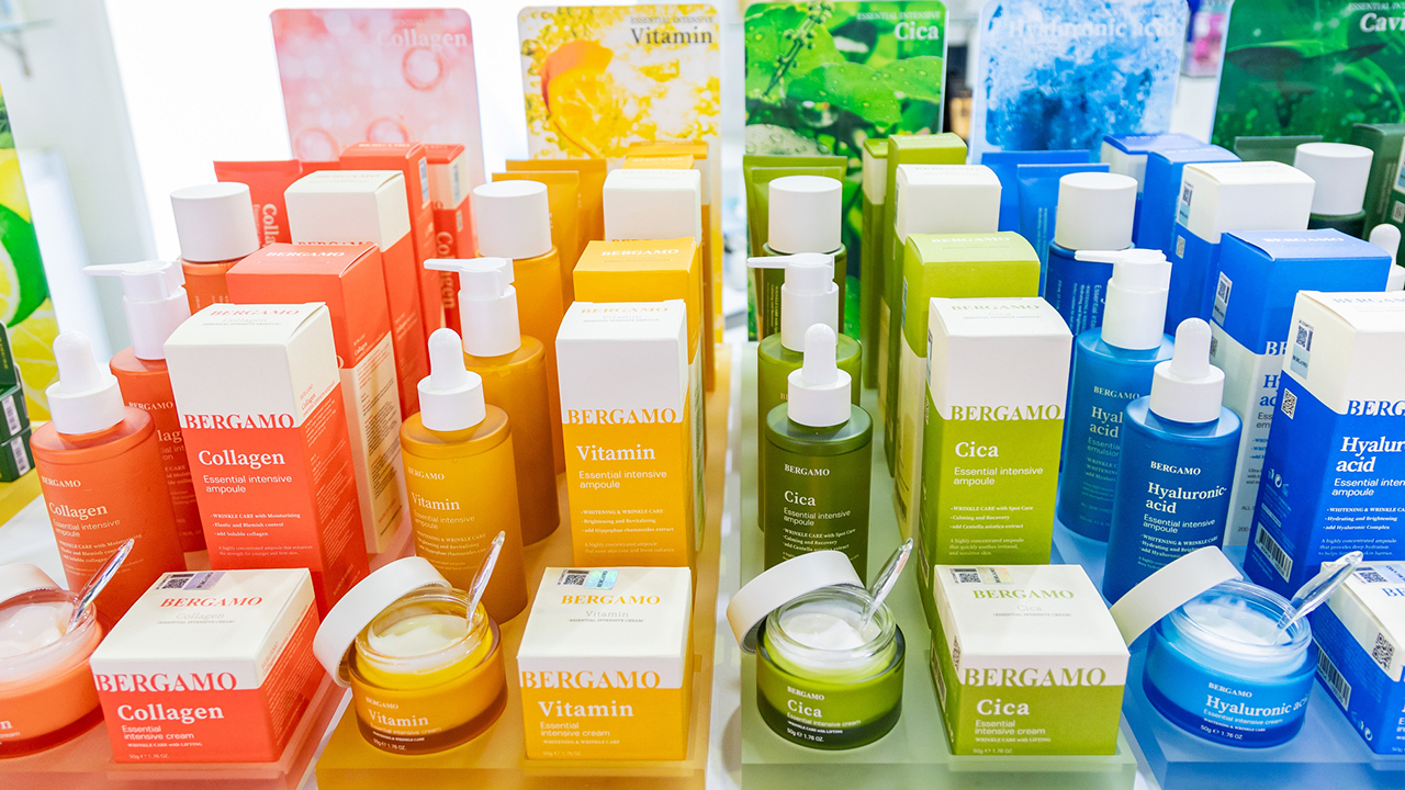 skincare products on display