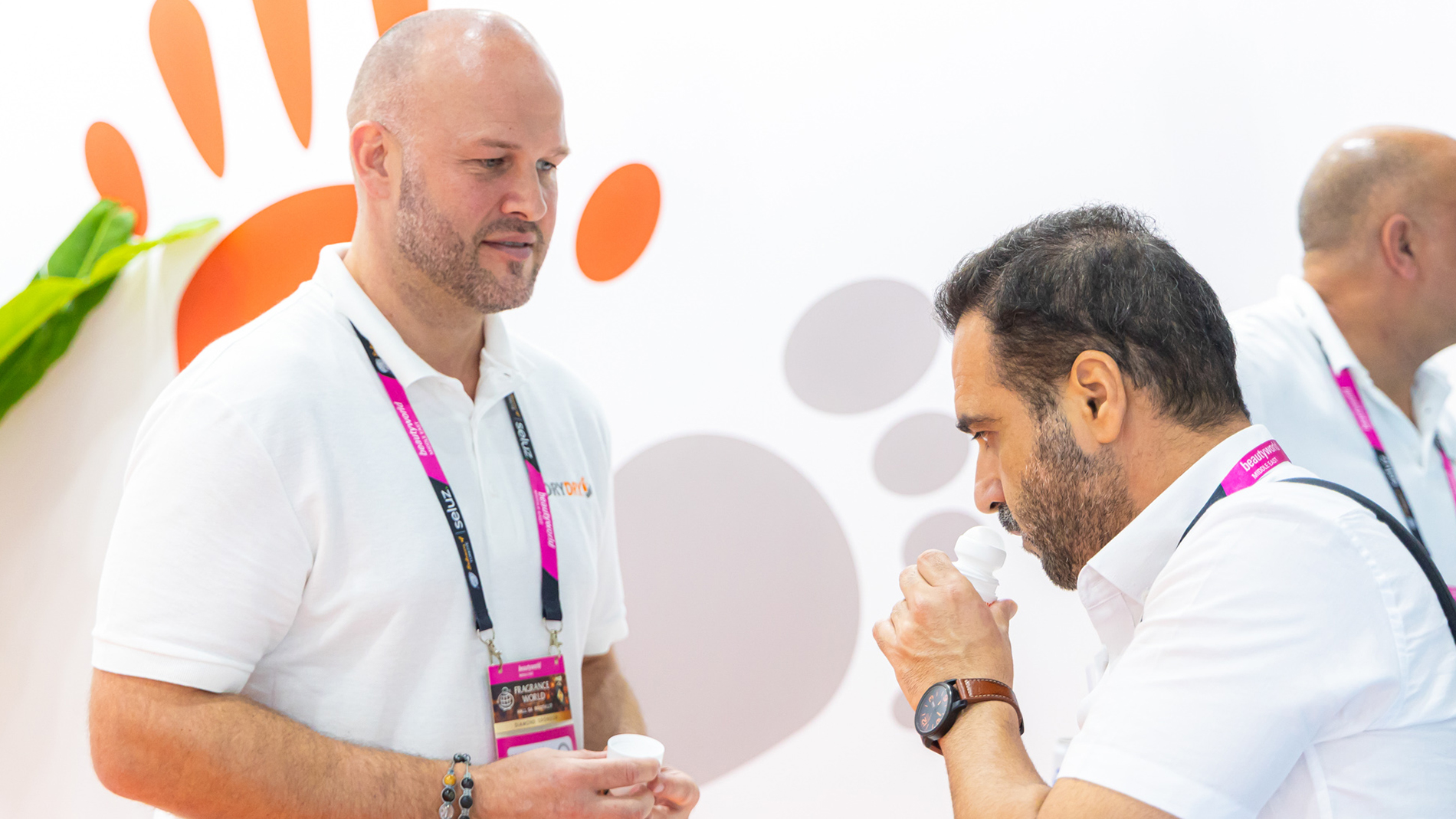 Product sampling at Beautyworld Middle East